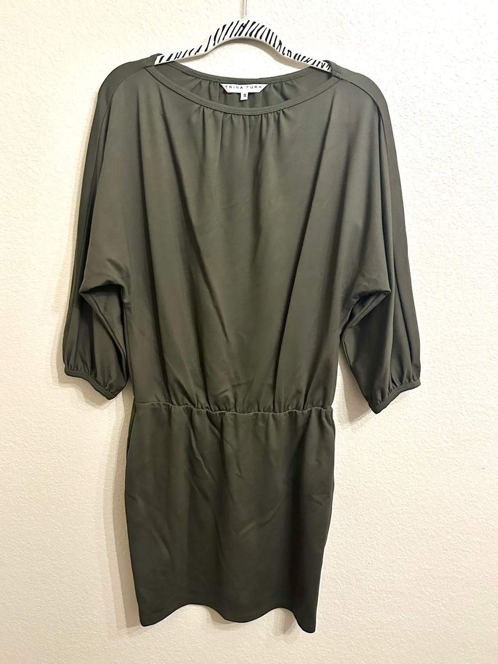 Trina Turk Olive Green Stretch Mini Dress Size Small